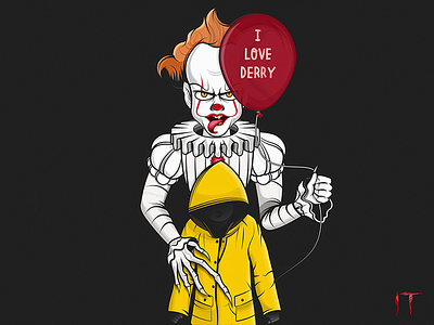 IT illustration illustrator it itmovie pennywise vector yellowraincoat