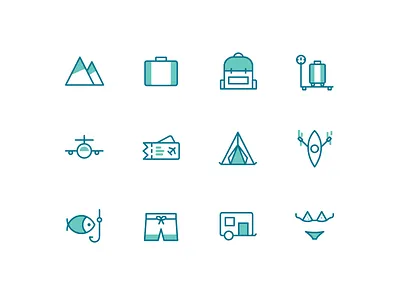 Travel & Adventure adventure backpack boat fishing icon mountain outline plane ticket travel