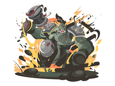 Orc attack character flat illustration kit8 man orc vector warrior