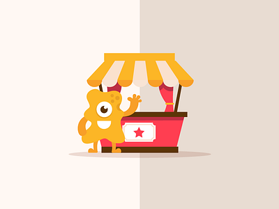 Flat illustration ameba creative design happy kiosk logo logos market mosnter movie ticket