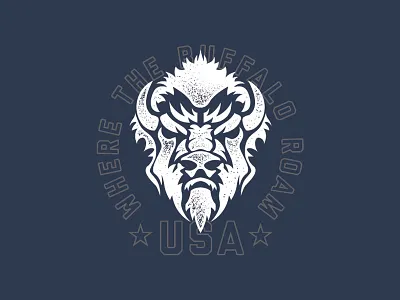 USA Buffalo america americana animal buffalo freedom illustration stippled united states usa