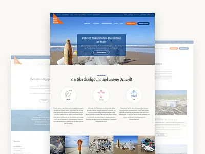 Küste gegen Plastik clean environment flat sea webdesign website