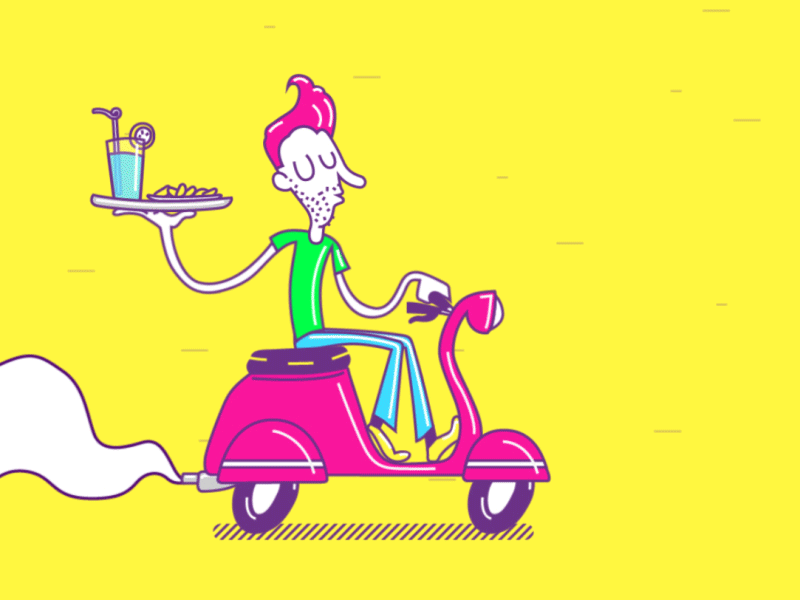 Delivery's botija animation bike delivery drink food motorcycle sargentopez street uruguay vespa