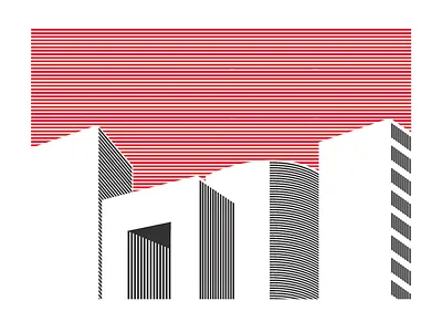 Buildings art building design graphics illustration minimal stripes