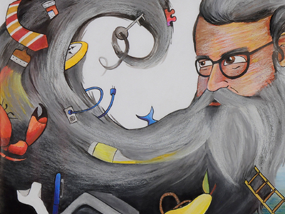Del Close del close drawing illustration ink pastel