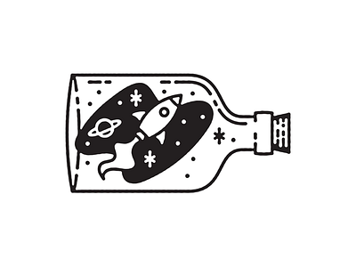 Ship in a Bottle bottle illustration rocket space stars