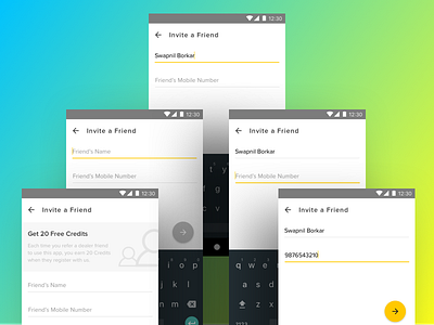 Invite A Friend - Type States accent color credits fab floating action button form material design referral states type