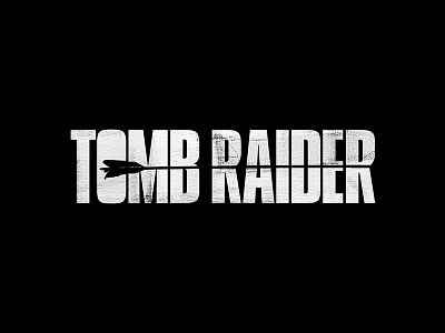 Tomb Raider black and white logo title treatment