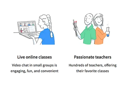 Illustration for Outschool art drawing education graphic illustration kids line teachers web