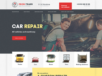 Service station Promtras car repair car service cars flat service station