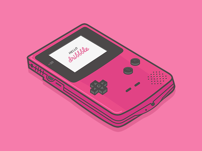 Hello Dribbble! animation debut first shot gameboy gif hello dribbble illustration invitation invite line art nintendo pokemon