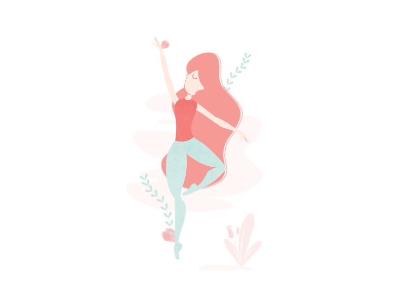 Dancer animation ballet dance flower girl illustration yoga