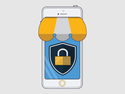 Security mobile icon flat color icon mobile online security shopping vector