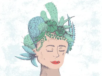 Cactus Lady adobe illustrator adobe photoshop cacti cactus drawing illustration lady pen and ink plants portrait woman