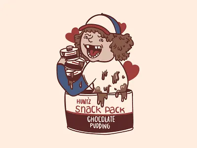 Pudding lovin' Dustin character dustin fan art illustration merch netflix pudding sticker design stranger things