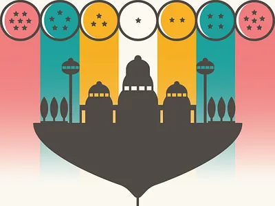 Kami's Floating Island anime ball dragon flat house illustrator kai silhouette simple super triadic z