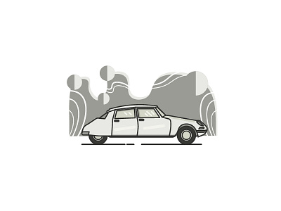 Citroen Ds car citroen gray illustration line minimal