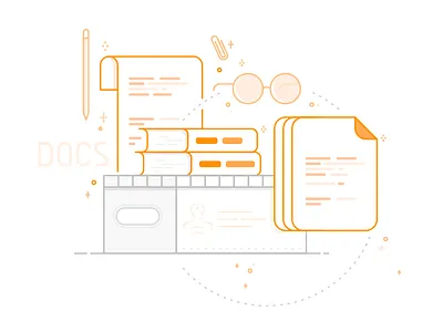 Docs book docs documents glasses line orange paper pen stroke vector