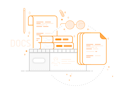 Docs book docs documents glasses line orange paper pen stroke vector