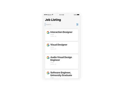 Job Listing challenge daily dailyui job listing mobile search ui ux
