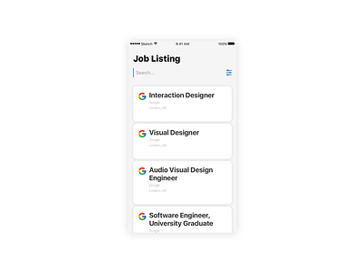 Job Listing challenge daily dailyui job listing mobile search ui ux