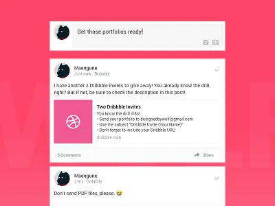 [Closed] Two Dribbble Invites dribbble feed giveaway invitations invites ui