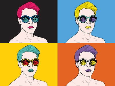 Warhol Selfie art colourful face illustration illustrator minimalist pop portrait selfie vector warhol