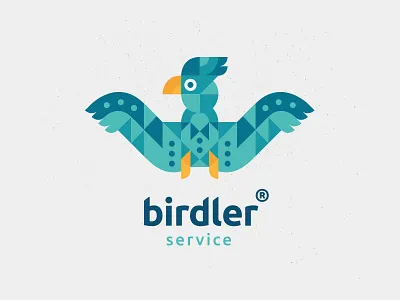 Birdler service bird blue bow tie butler cube green grid logo open service welcome yellow
