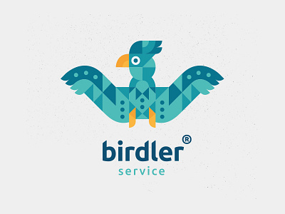 Birdler service bird blue bow tie butler cube green grid logo open service welcome yellow