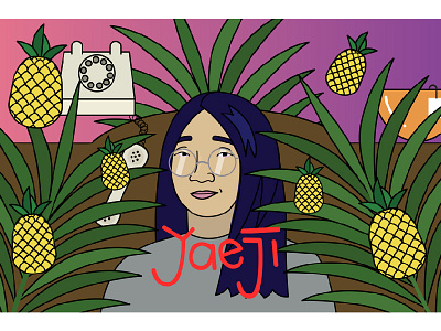 Yaeji thumbnail illustration music pineapple telephone thumbnail vector video