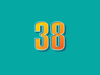 38 38 3d birthday numbers teal