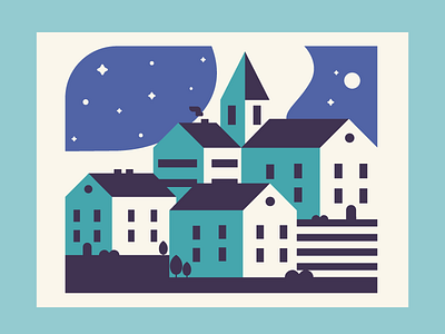 Night sky blue design flat house illustration night sky star