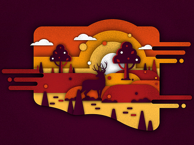 Forest art deer design digital forest illustration scene scenery shadow visual