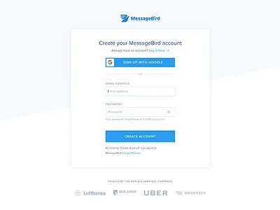 Sign up page log in login sign up signup social proof