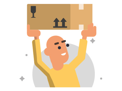 Minimalistic Illustration #2 box cardboard character reinsurrance yellow