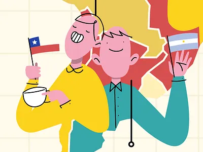 The best cities to work in LATAM argentina chile coffee flag friends greeting illustration map ranking south america