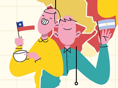 The best cities to work in LATAM argentina chile coffee flag friends greeting illustration map ranking south america