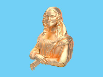 Mona 3d abstract art cinema 4d classical fine art gold minimal mona lisa museum