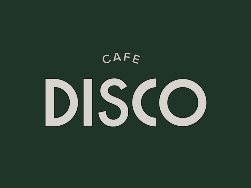 Cafe Disco Logo branding cafe custom logo retro rounded typography vintage