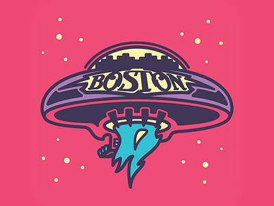 Boston album band city cover guitar illustration logo space spaceship stars ufo vector