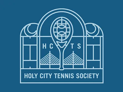 Holy City Tennis Society badge ball bridge charleston club logo moon racket ravenel society tennis tennis court
