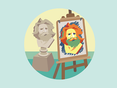 Fine Art High School art easel fine art flat icon illustration portrait sketching statue