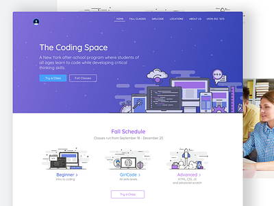 Coding Space Landing Page cover header image landing page web design website design