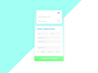 Day 002: Check out, paying for turquoise 002 checkout credit card dailyui turquoise