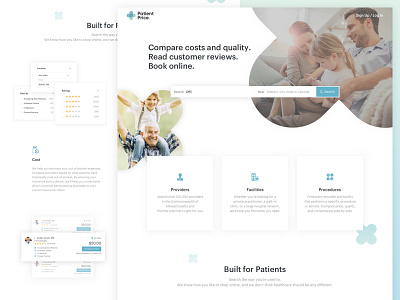 Patient Price Landing Page health health care homepage illustration lander landing page patient provider ui ux web