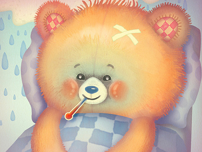 Get Well Soon! bears greeting cards picture books retro vintage art watercolors