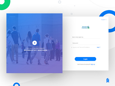 Login Screen - Banking Application application banking blue clean dashboard login minimal pitch ui visualization