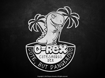 Cutesaurus Rex Sticker (Black & White) cartoon logo character design cute dino dinosaur lizard logo mascot logo sticker t rex tyrannosaurus rex vector