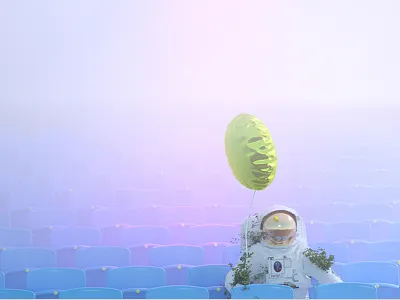 Alone in the fog 3d astronaut light