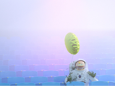 Alone in the fog 3d astronaut light